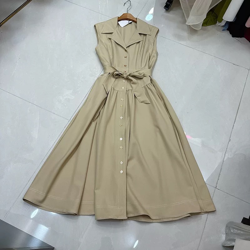 Belt waisted button-up sleeveless Dress - Image 3