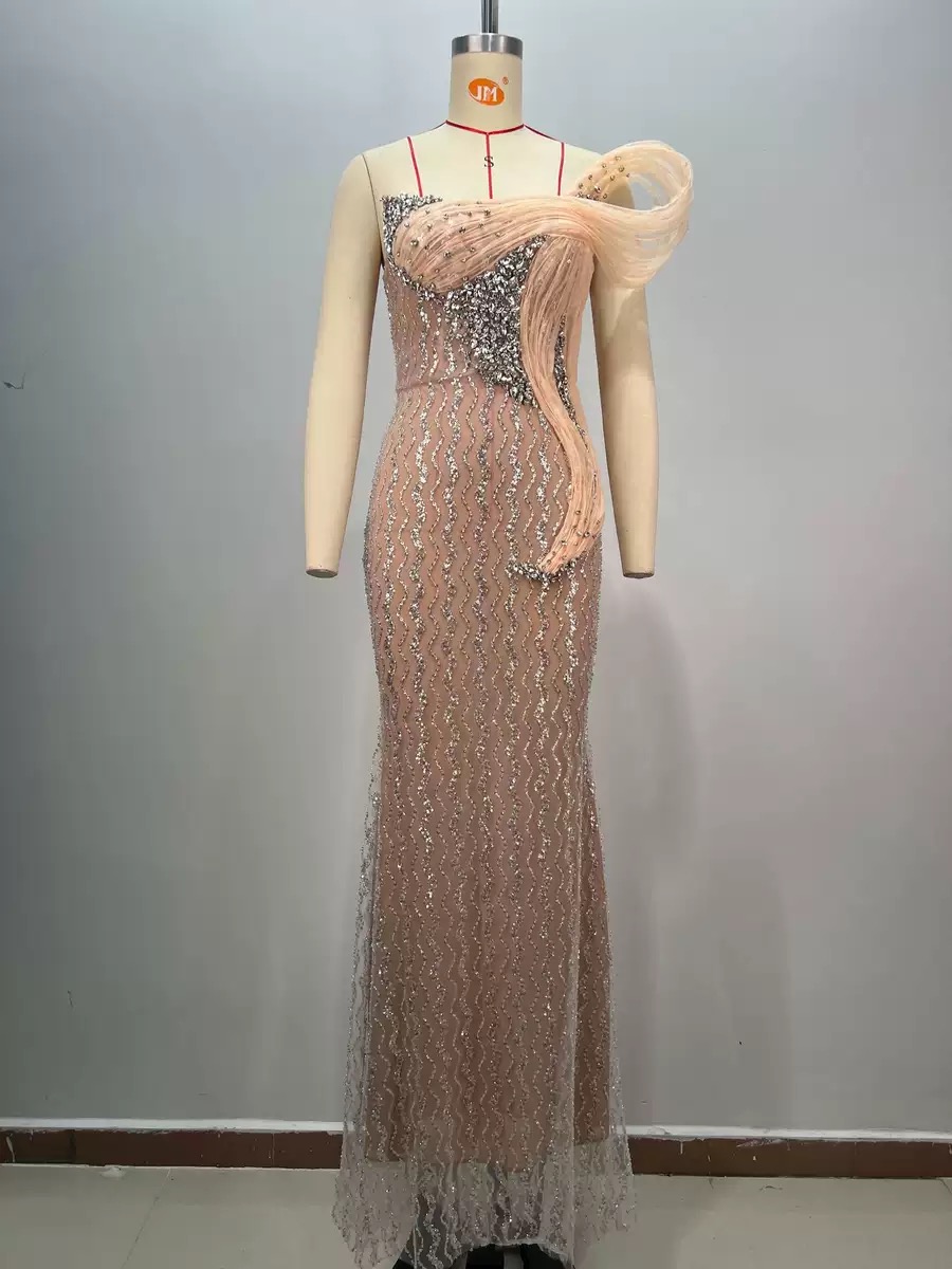 Rhinestone-embellished hip-hugging slimming evening Dress - Image 3