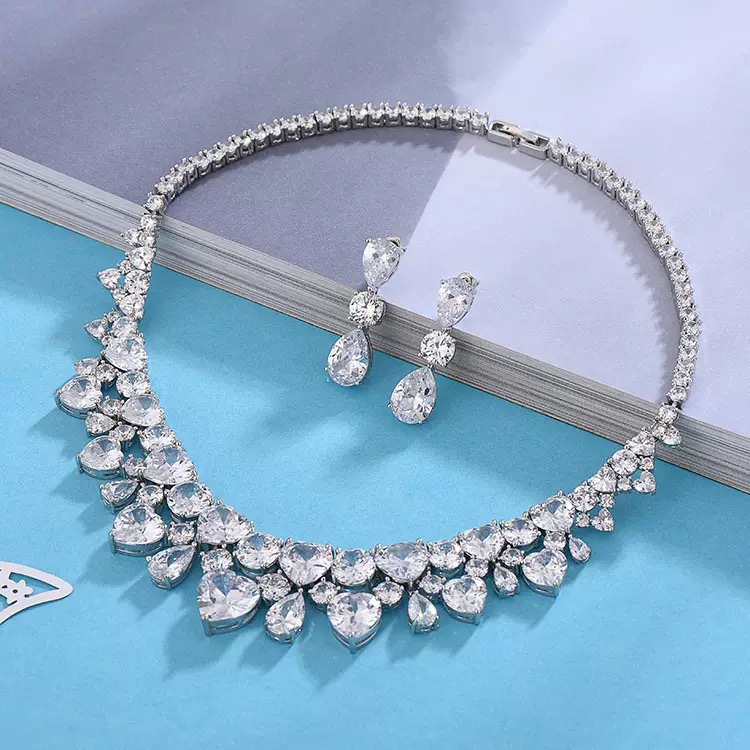 Zircon Bridal necklace and earrings - Image 2