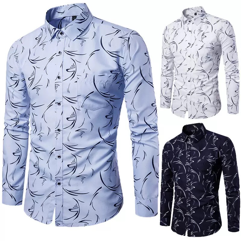 Man Casual flower cotton shirt - Image 3