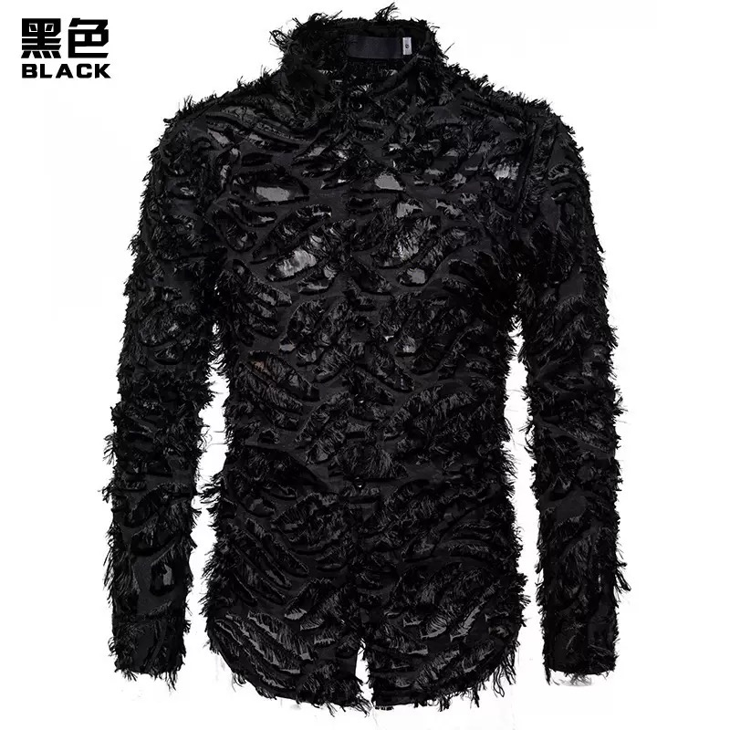 Man long Sleeve feather fabric & distinctive lapel