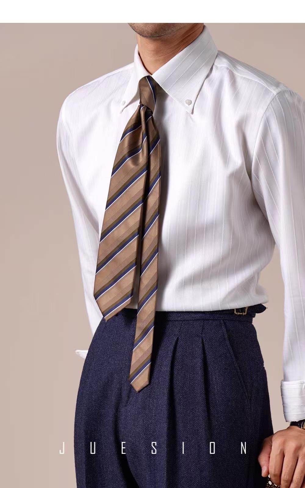 Italian Striped wide Pointed Collar - Image 3