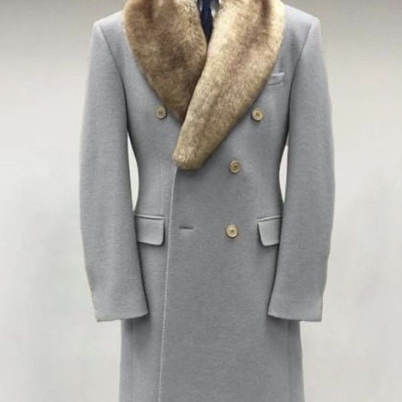 Man long Jacket Fur Collar