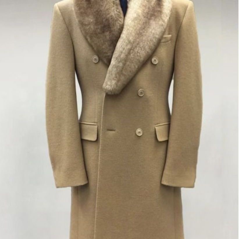 Men Long coat Fur Collar - Image 2