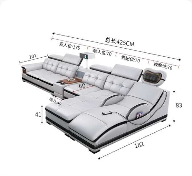 Cowhide electric massage Genuine Leather Sofa - Image 3