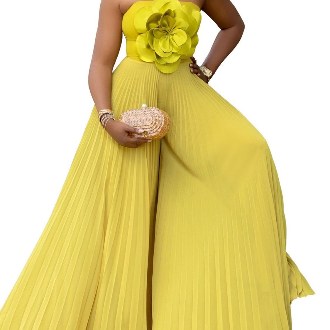 Hanging 3 dimensional flower wide leg Jumpsuit - Image 3