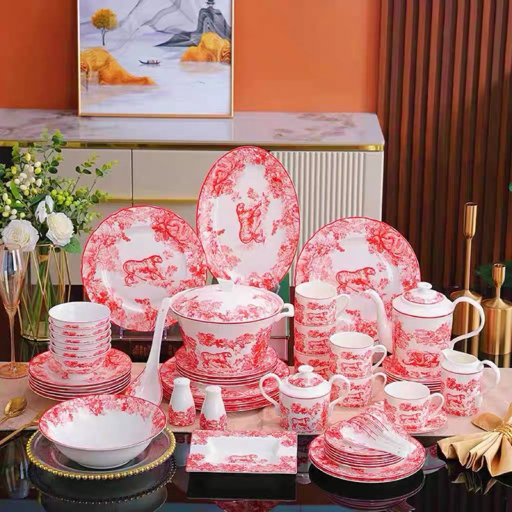Exquisite red bone Tableware - Image 3