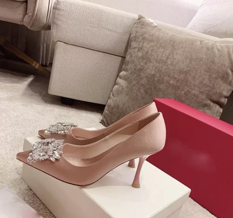 Floral Swarovski Crystal Buckle silk satin high heels
