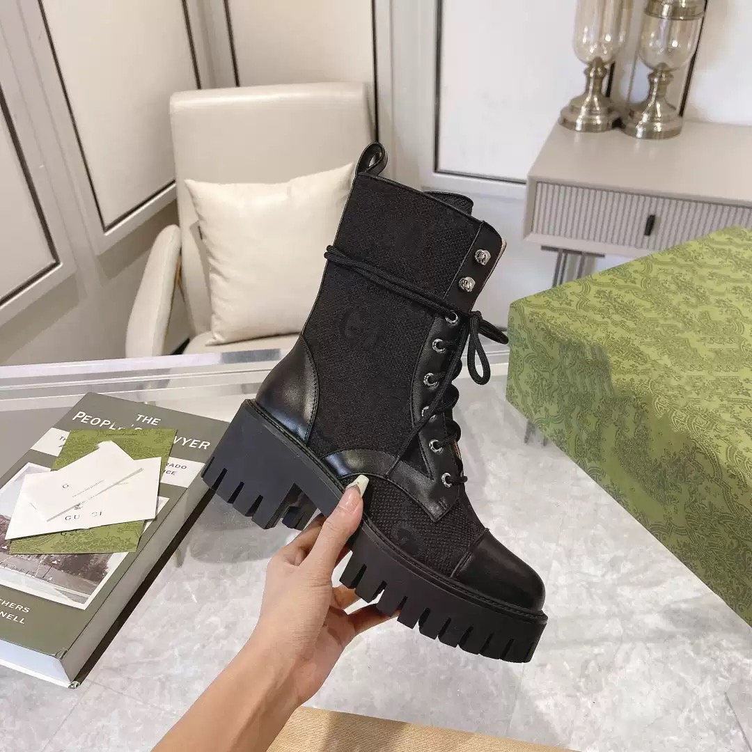 Leather Patchwork Round Toe Printed Ankle Boots