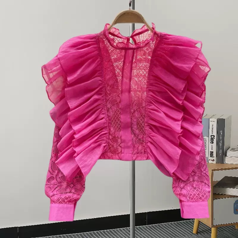 Ruffle sleeve lace blouse