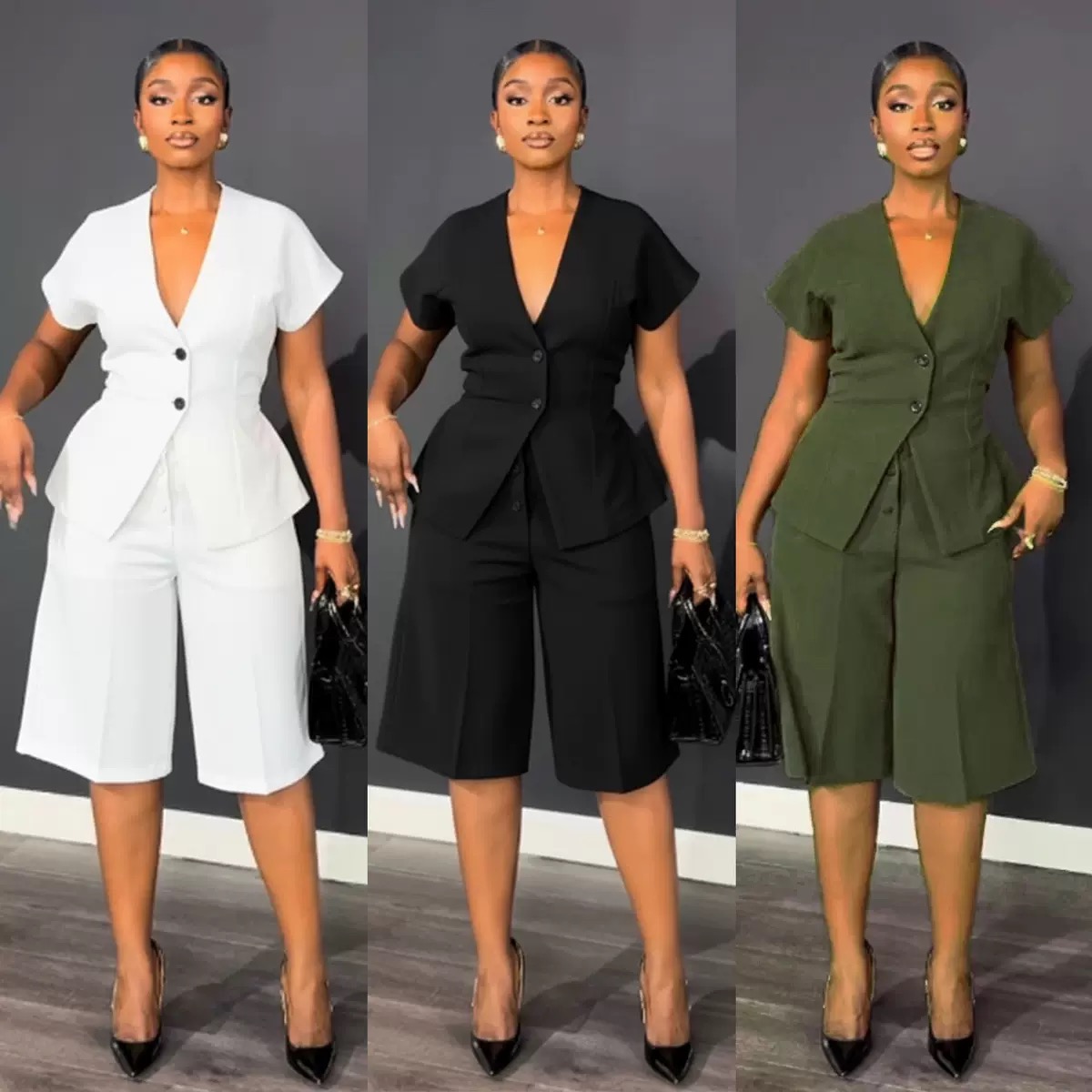 Elegant commuter two Piece set with raglan sleeves,fitted waist & tie-waist trousers