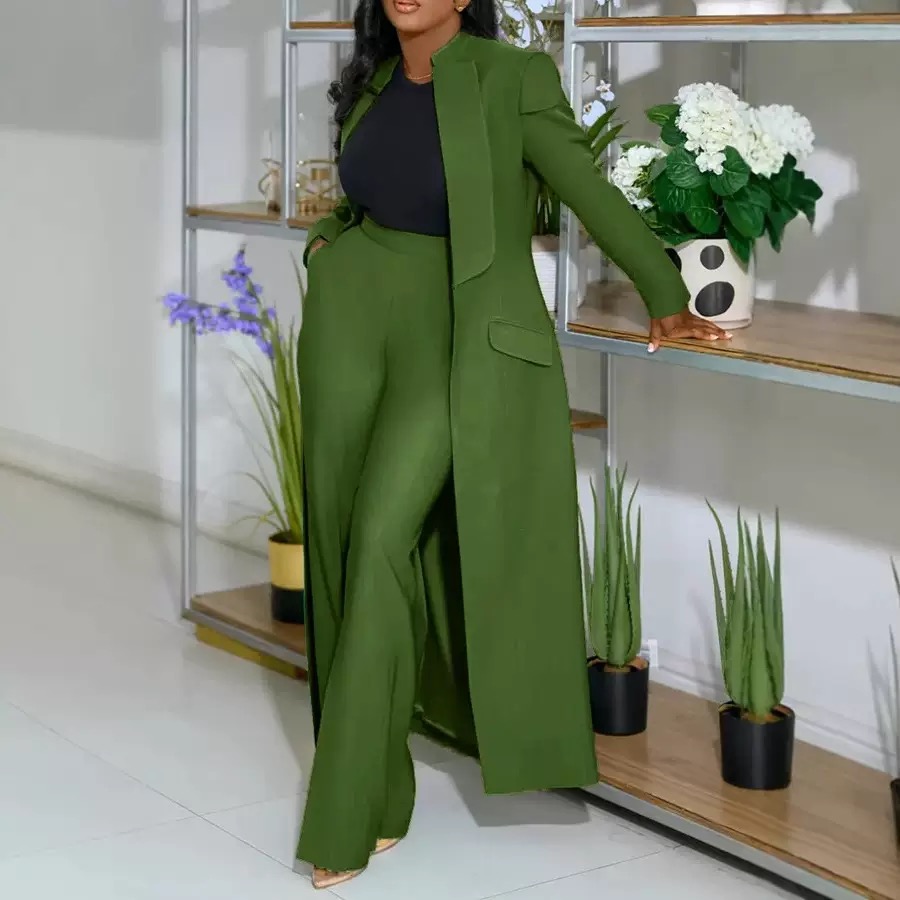 Women lapel long two-piece suit