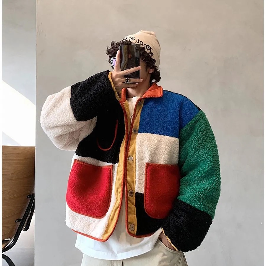 Blocked lamb wool cotton jacket for man - Image 2