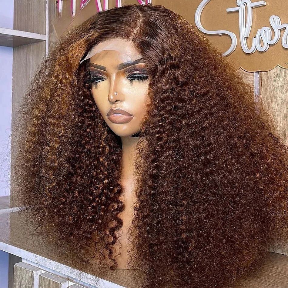 12A Double Drawn Human hair 4*4 Lace Curly Wig 300% density - Image 2