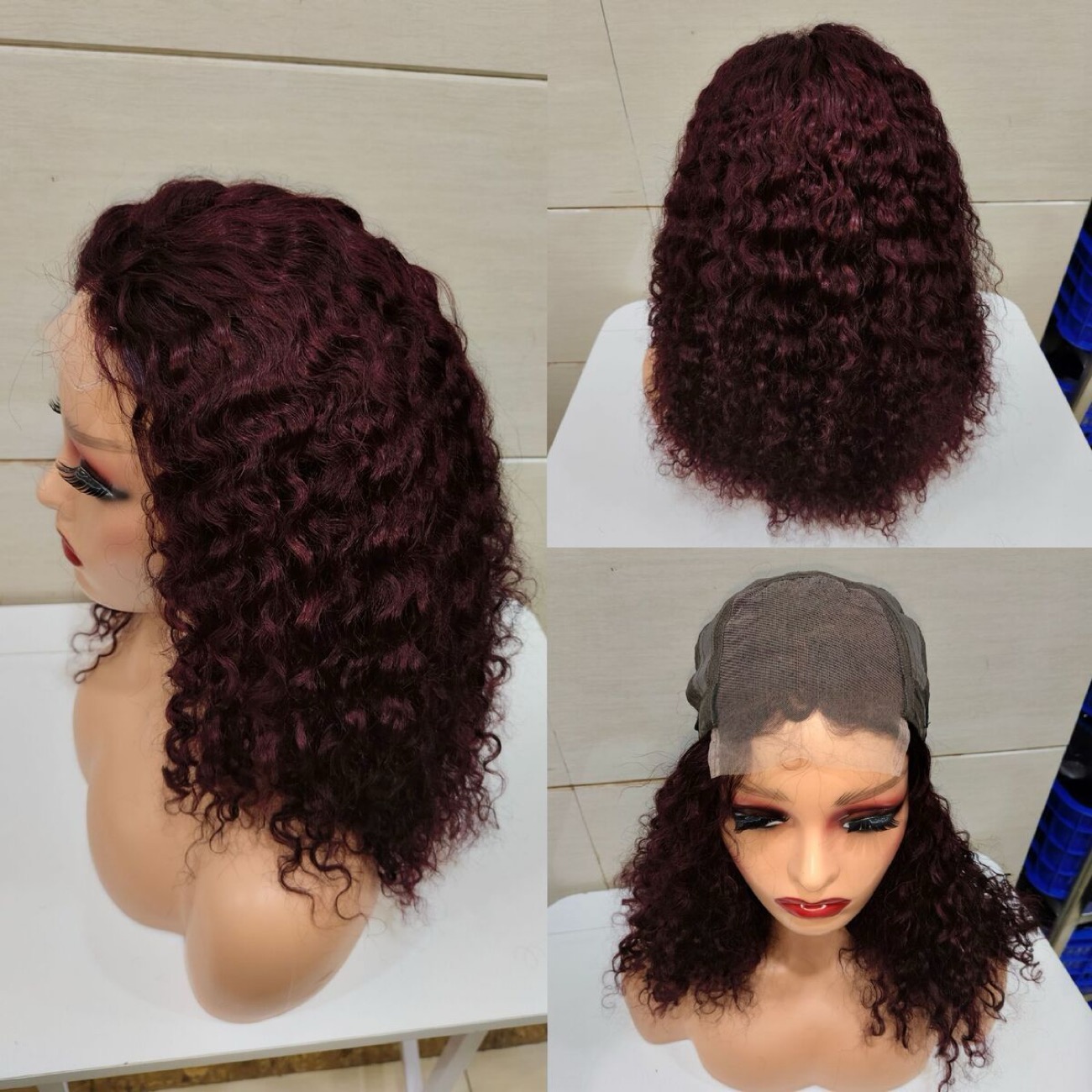 12A Double Drawn Human hair 4*4 Lace Curly Wig 300% density - Image 3