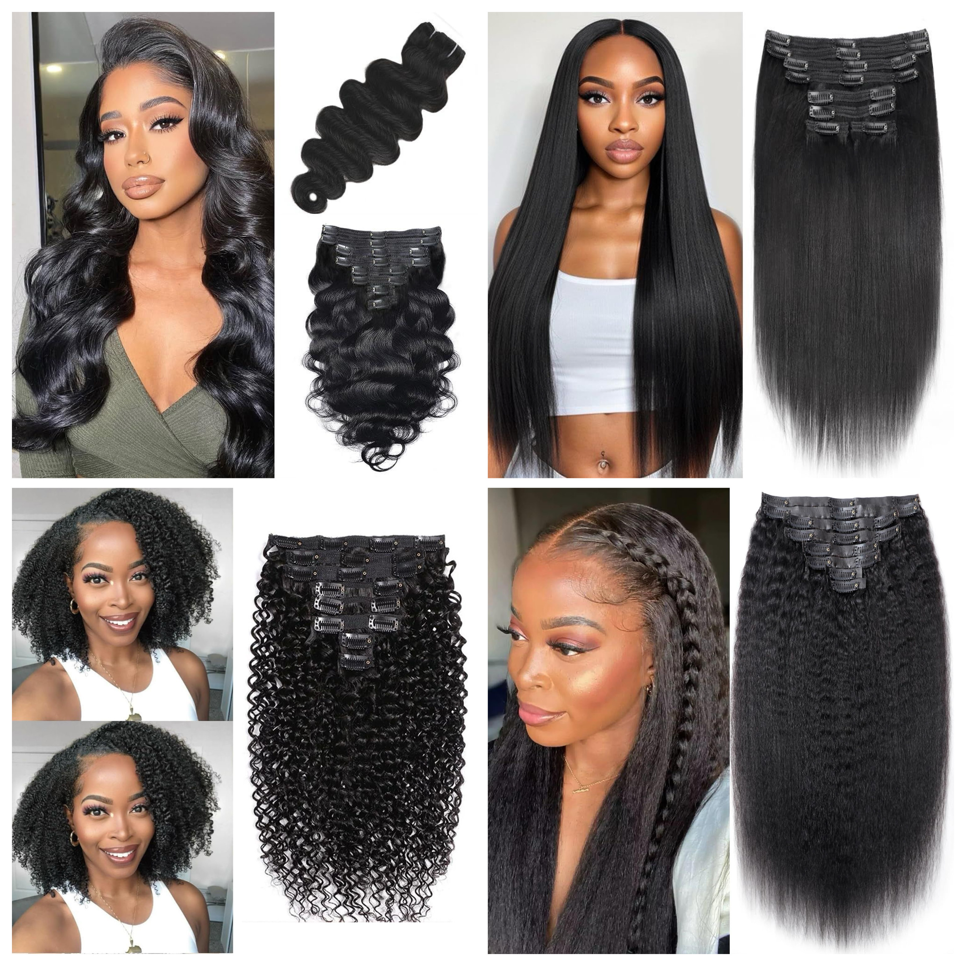 Clip Extensions real human hair 8Pcs Remy human hair - Image 2