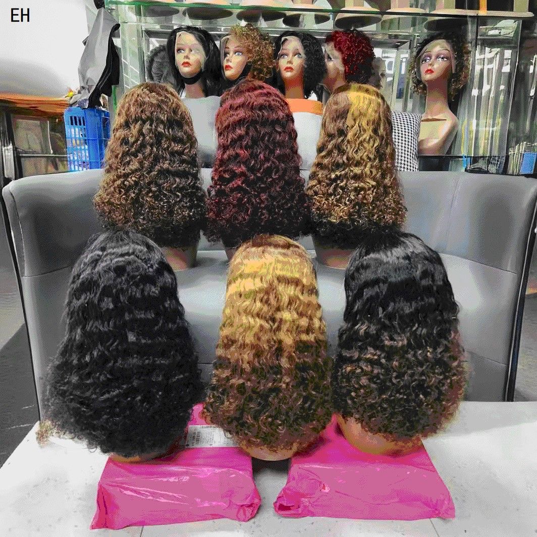12A 13 *4 water wave Bob wig Peruvian hair 100%