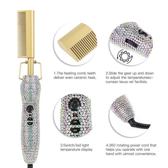 Diamond handle Original Electric hair comb - Image 2
