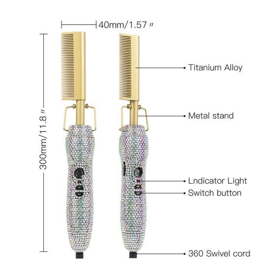 Diamond handle Original Electric hair comb - Image 3