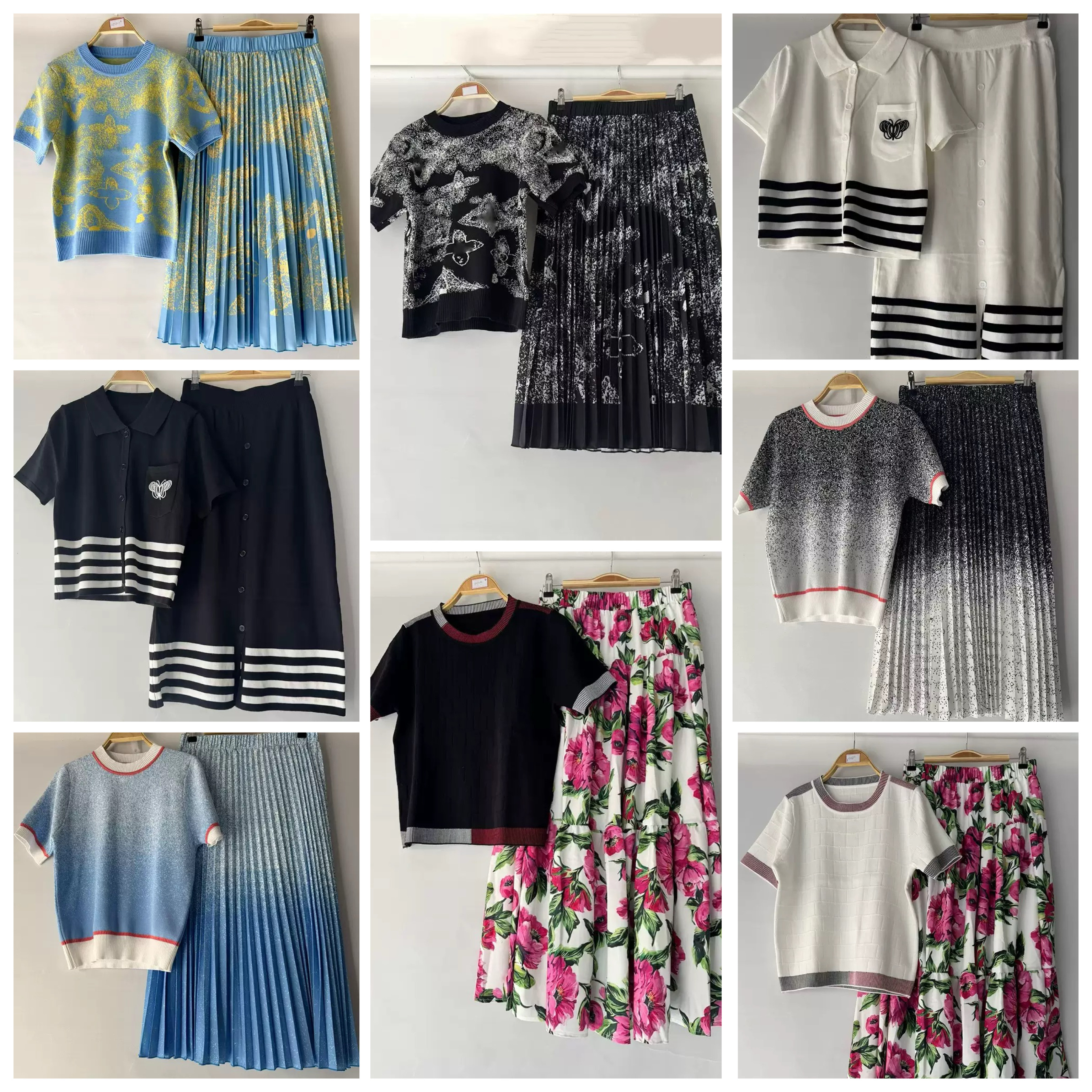 Retro geometric print knit pullover two piece - Image 3