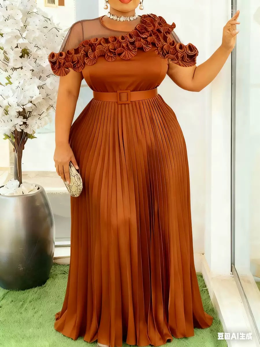 Mesh Patchwork ruffle dress - Image 2