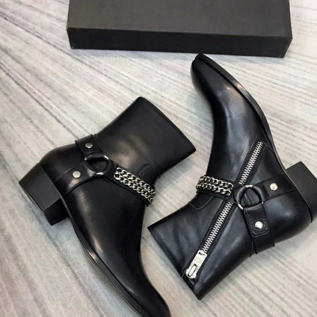 Genuine leather Zipper shoes