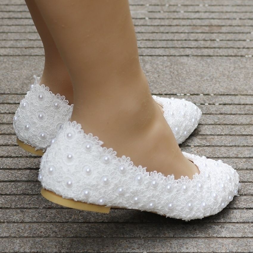 Bridal flat lace wedding shoes