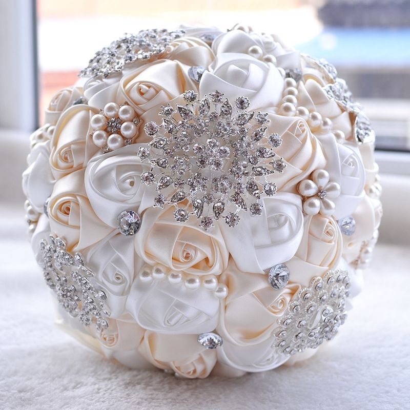 Customized Bridal champagne wedding Bouquet - Image 2