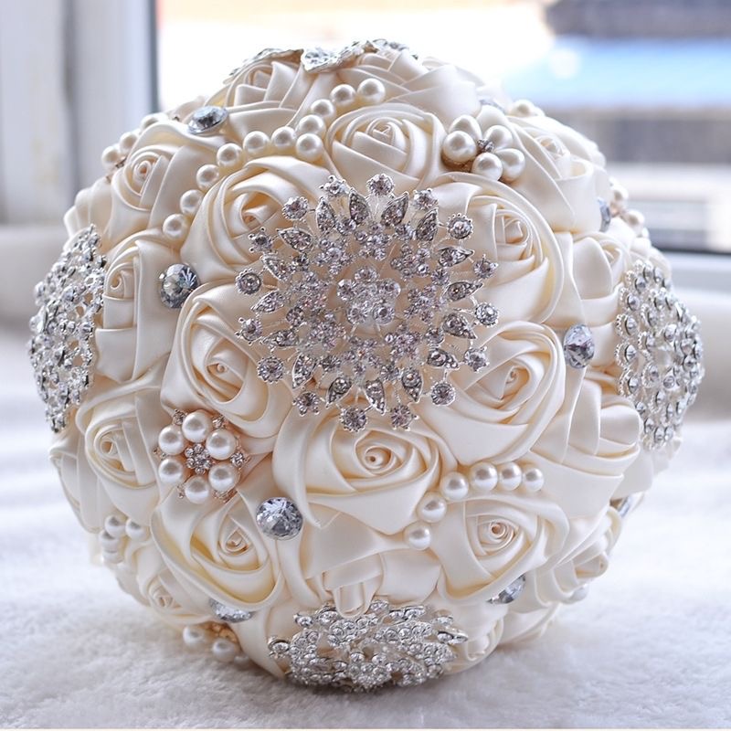 Customized Bridal champagne wedding Bouquet - Image 3