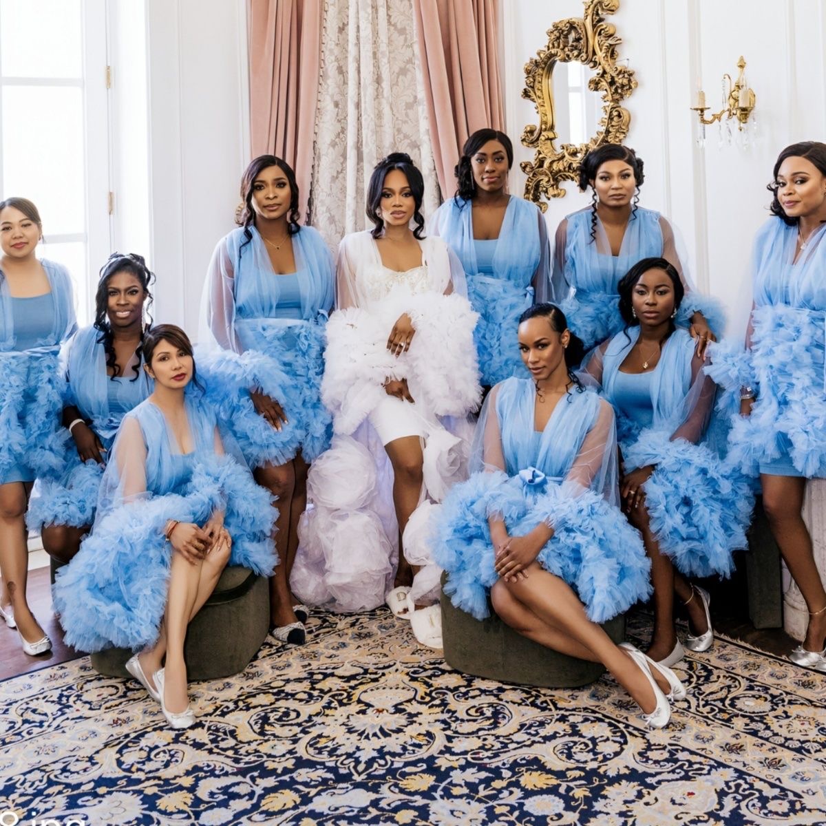 Sky Blue shower morning Bridesmaids wedding bride robes - Image 2