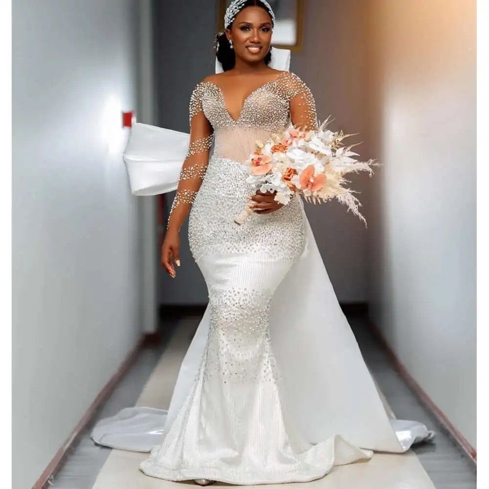 Long Sleeve ruffled ivory 2 in one wedding gown - Image 3