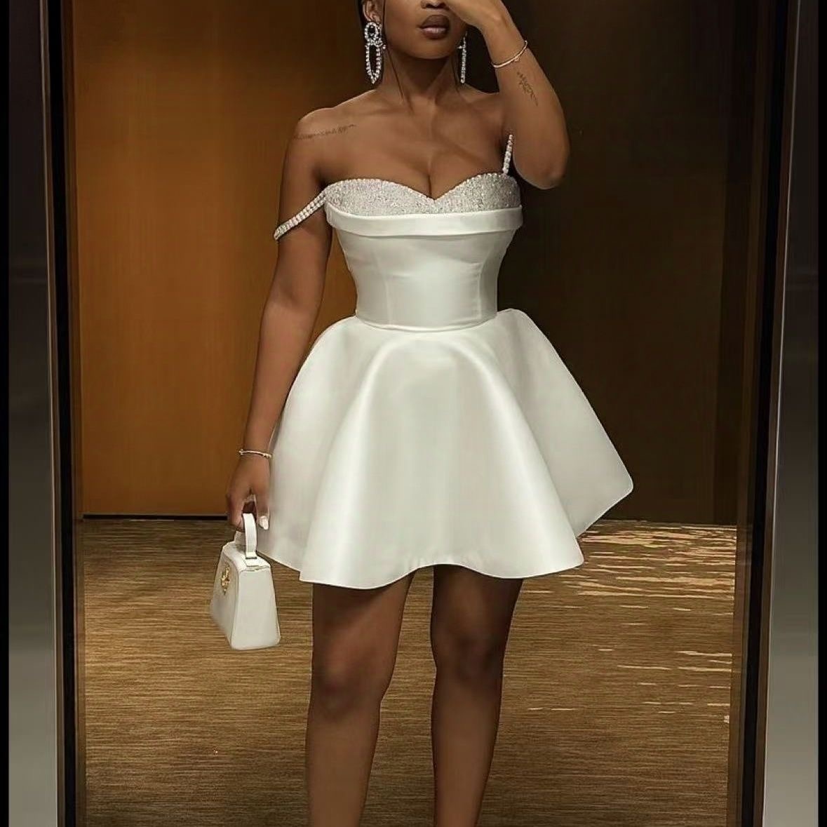 Short mini Birthday Dress puffy cocktail lvory prom gown - Image 3