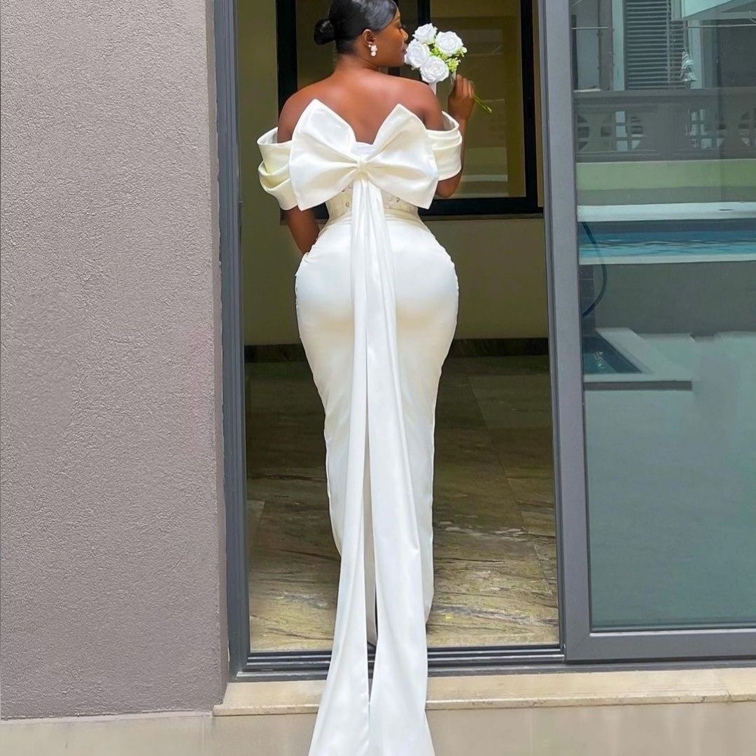 Off shoulder maid of honor Bridesmaids prom party Dress - Image 3