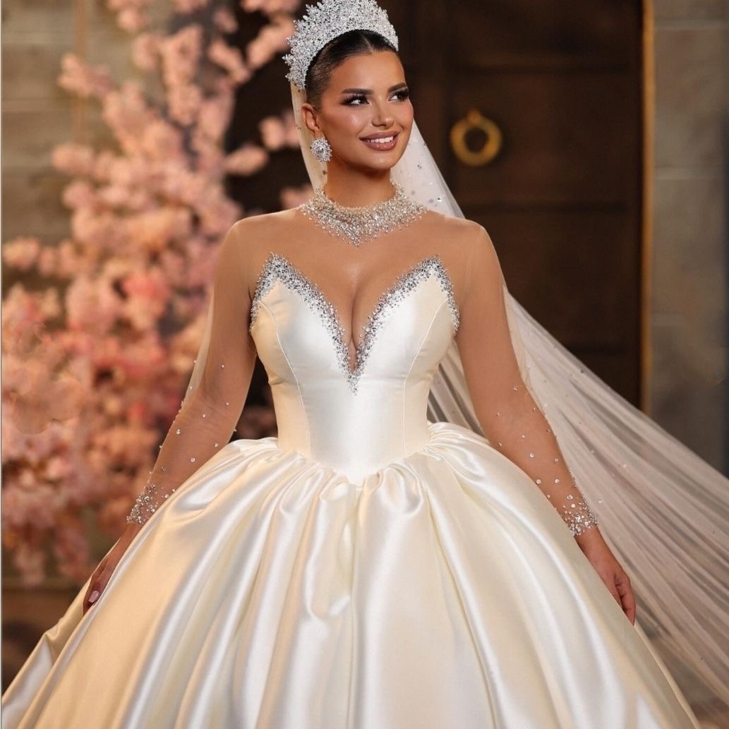 Ivory ball gown beaded Bride white Princess wedding Dress - Image 3