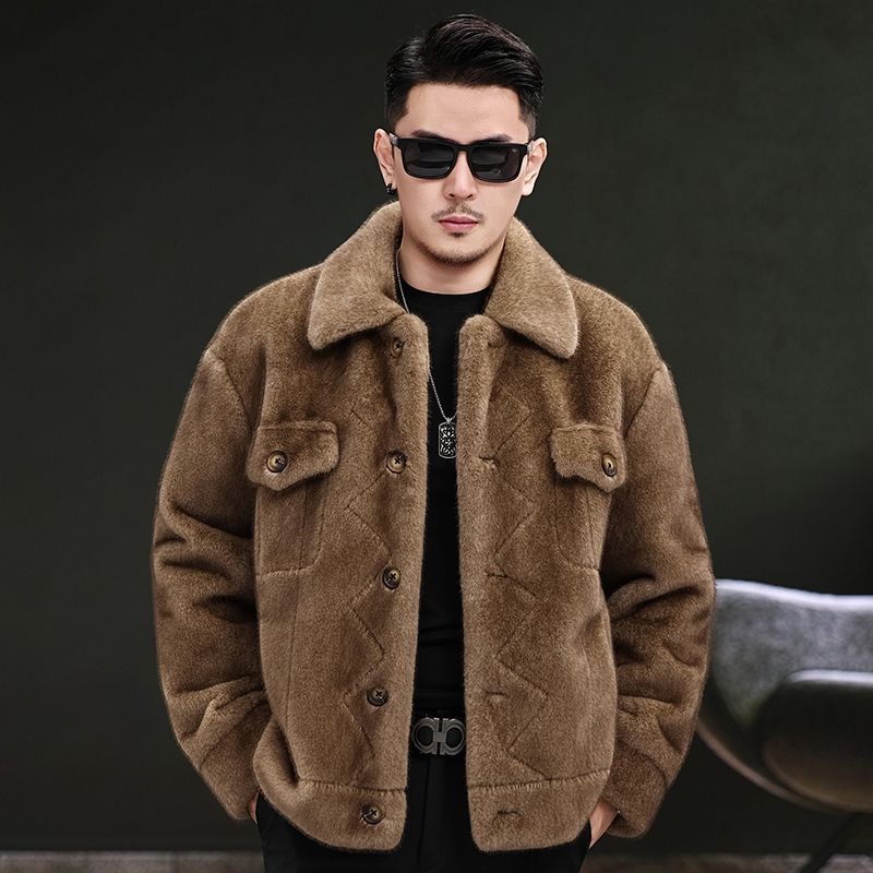 New shearling Double collar Man’s coat