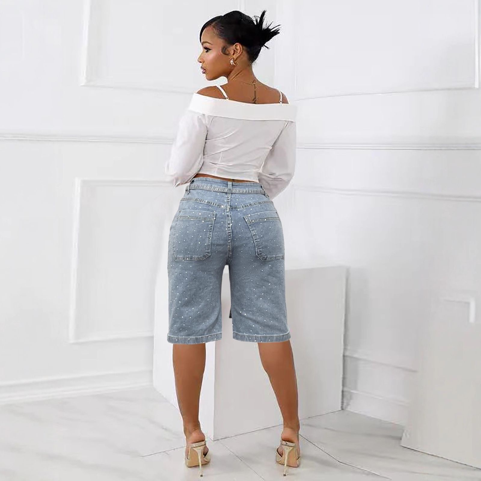 Ladies 3 quarter Jean Short - Image 3