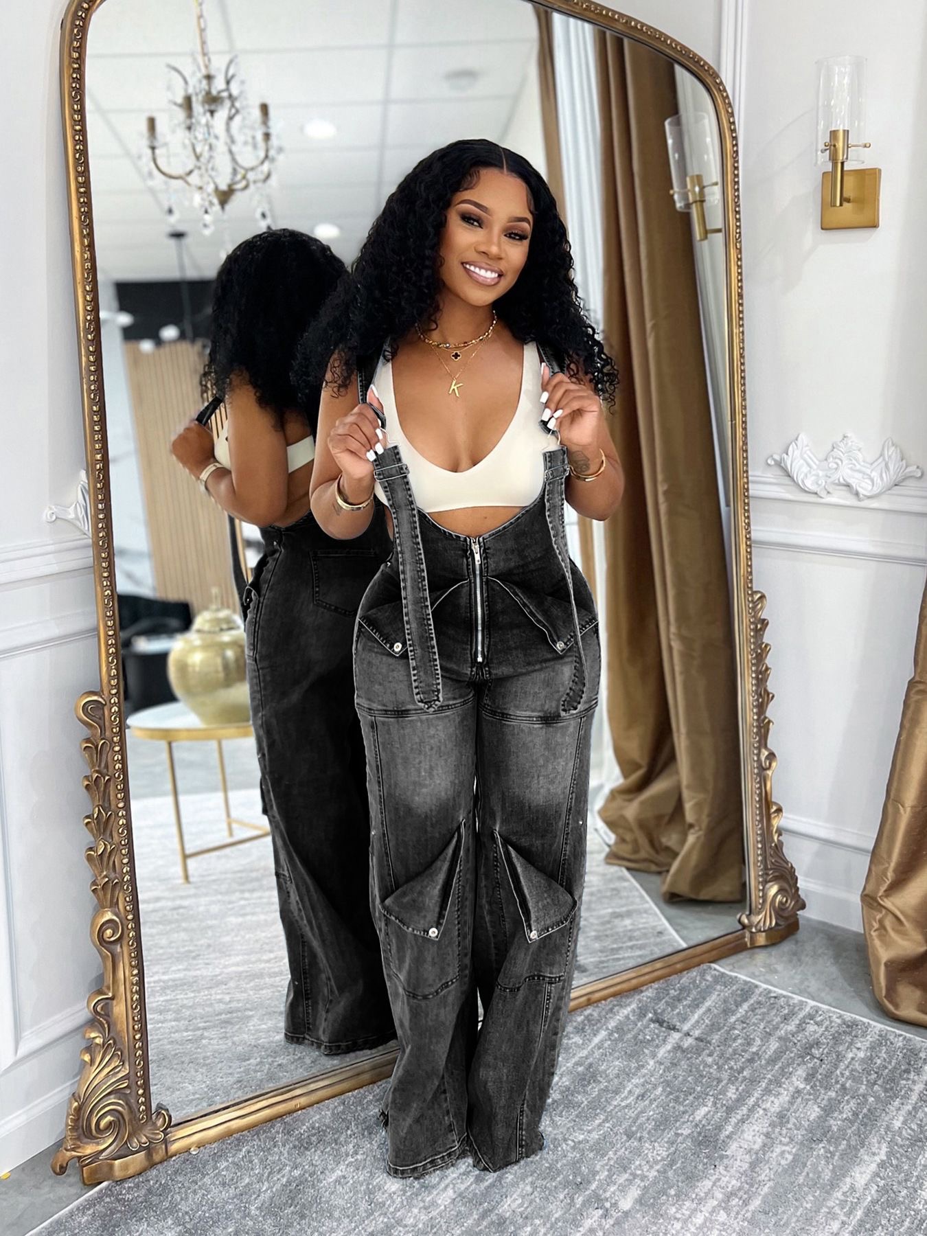 High waist Denim backpack pants - Image 2