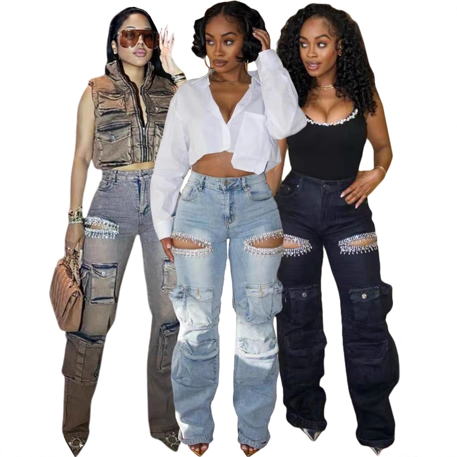 Multiple pockets Jeans