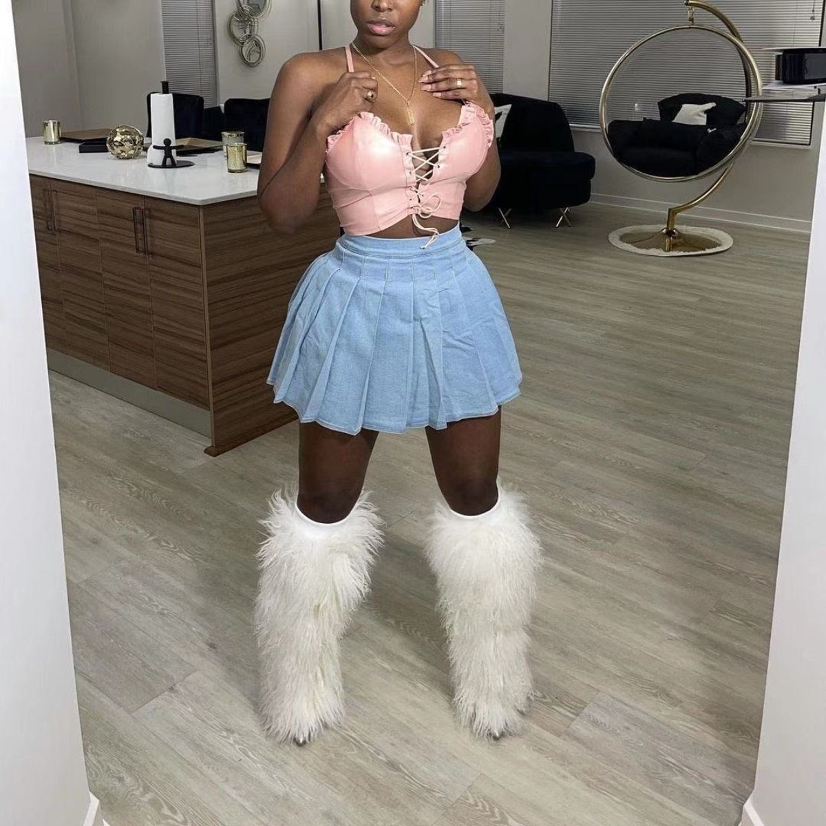 Denim skirt pleated - Image 2