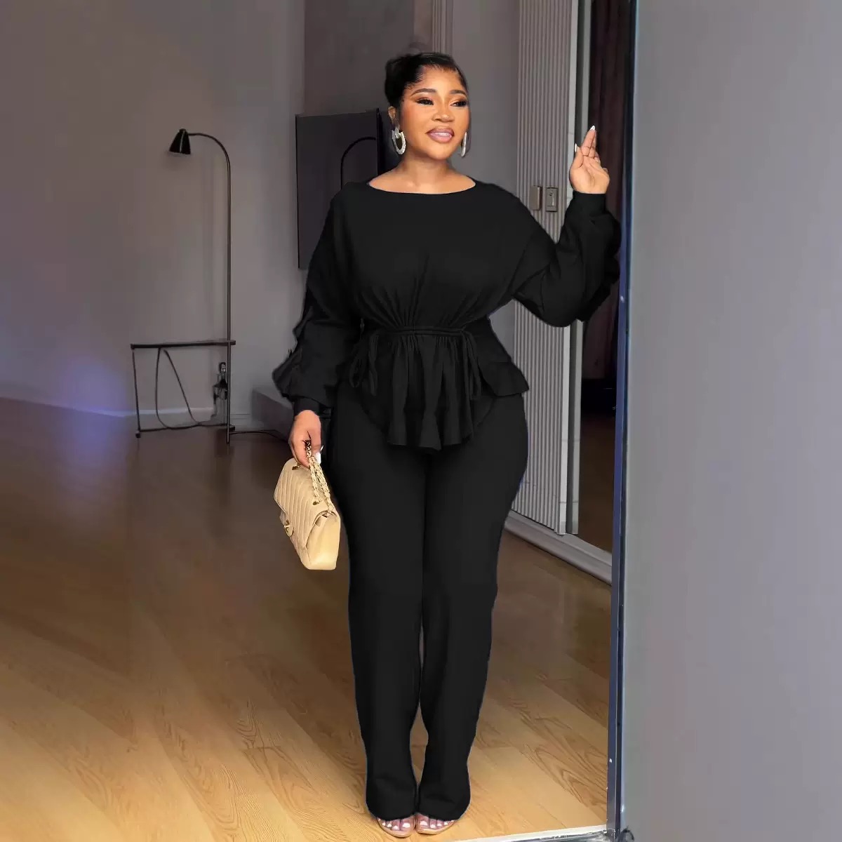 Elasticity,slimming Seamless lace with Drawstrings ,long sleeve ,waist-cinching two piece set - Image 3