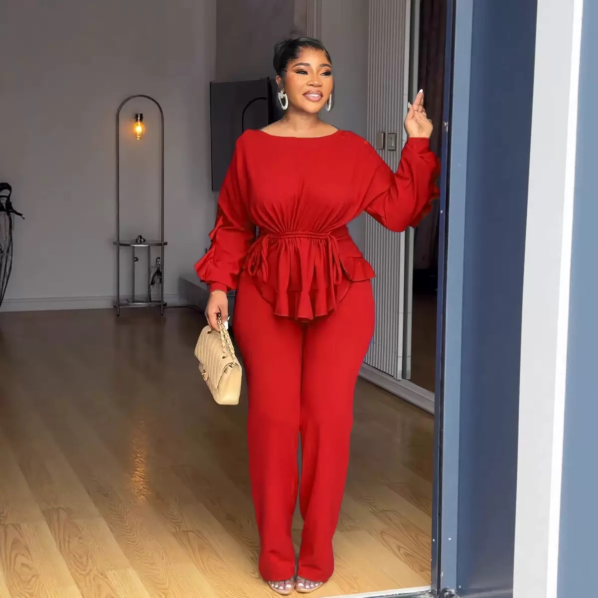 Elasticity,slimming Seamless lace with Drawstrings ,long sleeve ,waist-cinching two piece set - Image 2