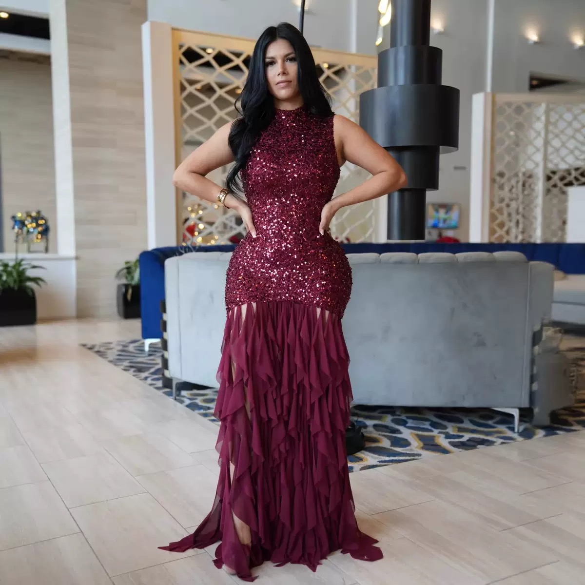 Sequins,mesh fabric ,&seamless construction Dress - Image 2