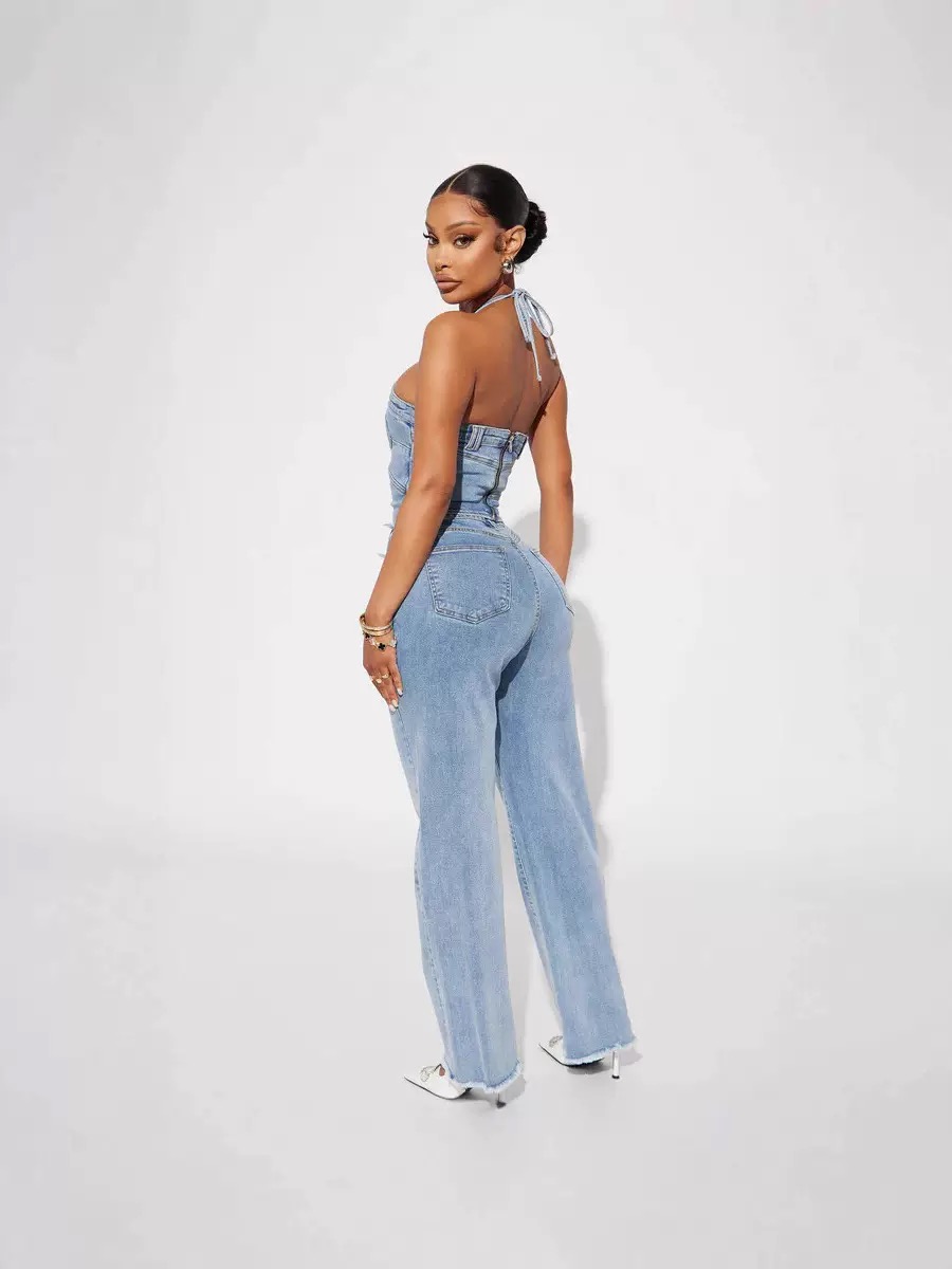 Women’s Jeans,strapless off the shoulder slim fit - Image 3