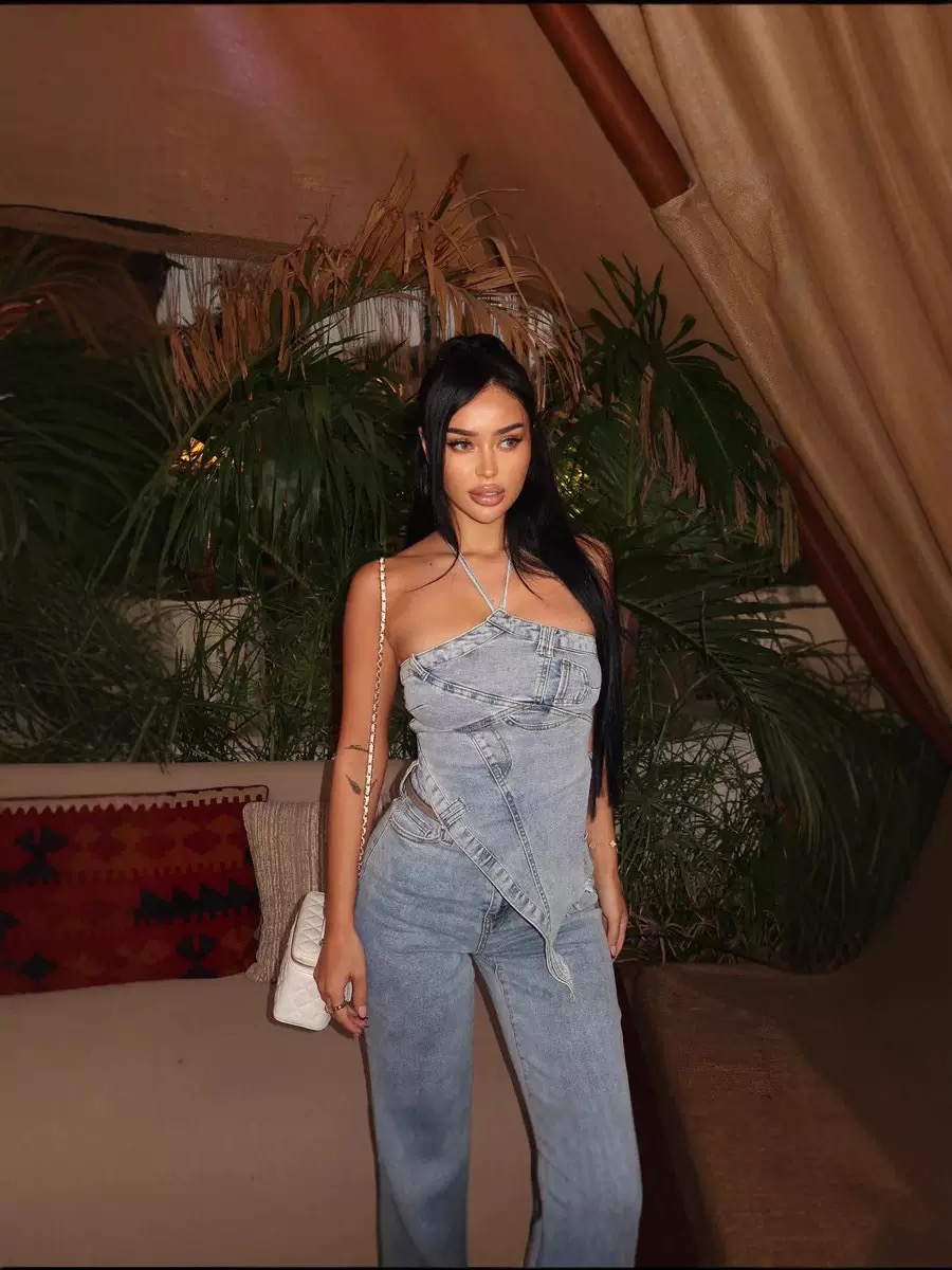 Women’s Jeans,strapless off the shoulder slim fit - Image 2